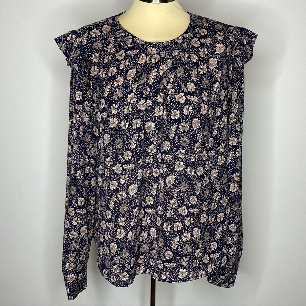 Evereve Navy Blush Daphne Floral Blouse